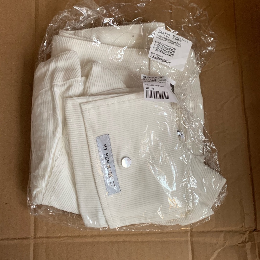 My mum made it Off-White corduroy shorts w/ pouch